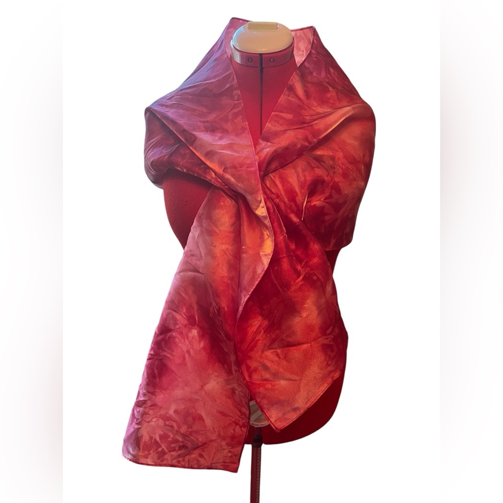 Luxurious Red Satin Scarf – Elegant Statement Wrap
